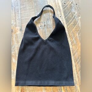 Black Ribbed Halter Top